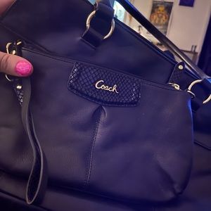 Vintage Coach black leather wristlet preloved